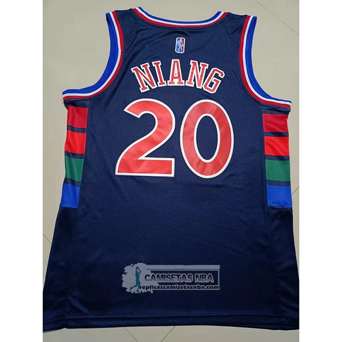 Camiseta Philadelphia 76ers Georges Niang NO 20 Ciudad 2021-22 Azul
